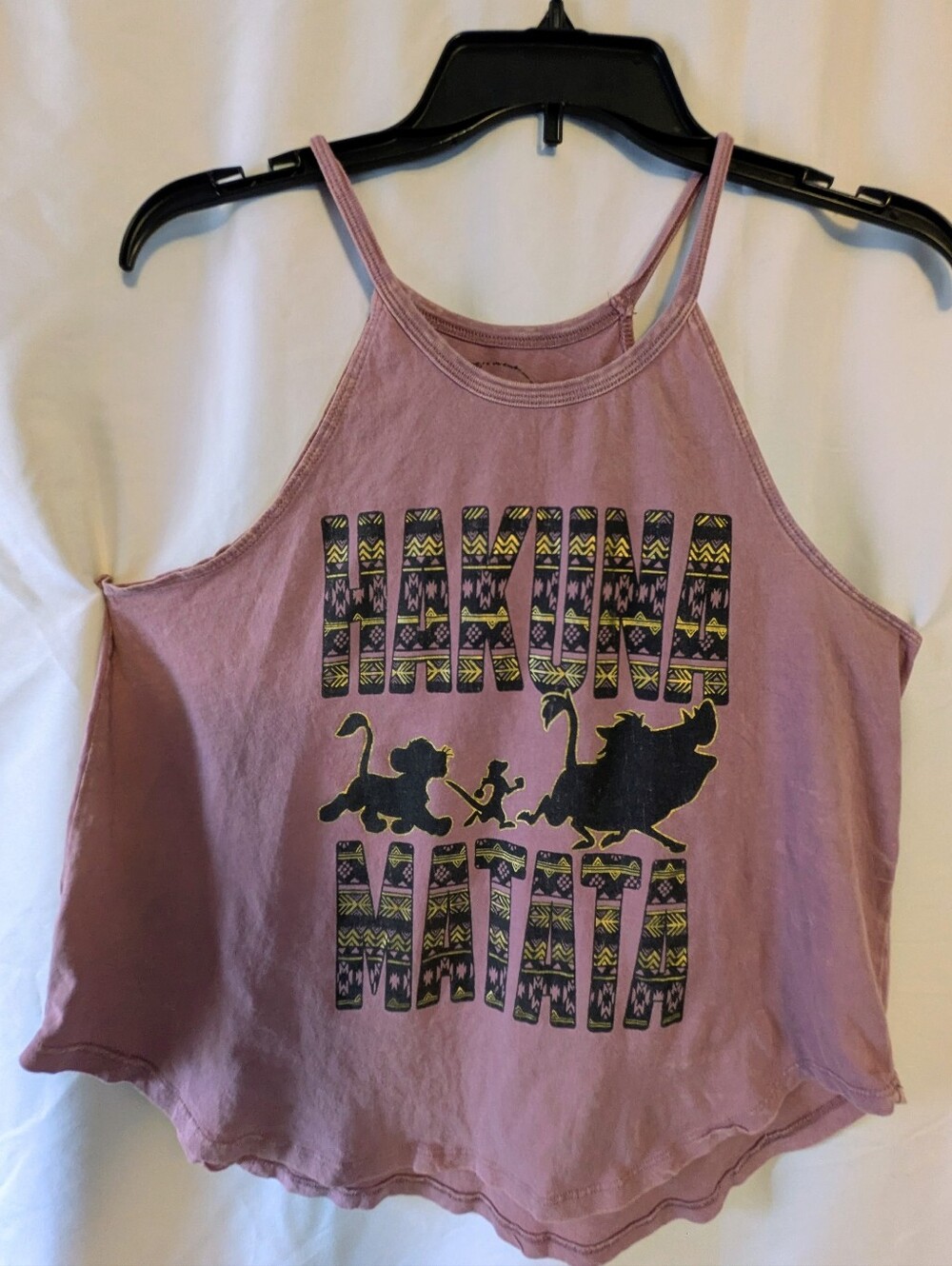 Mauve Disney Lion King'Hakuna Matata' Graphic Cropped Tank Sz. M